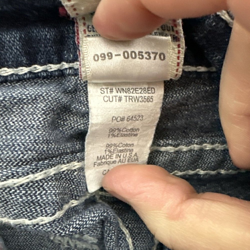 True Religion Julie Big T Woman 27X34 Skinny Stretch Blue Jeans Flap Pocket EUC - Picture 8 of 8